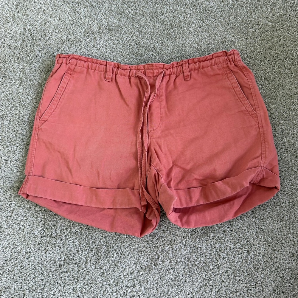 LOFT Chino Shorts Womens 8 Pink Linen Cotton Drawstring Elastic Waist Summer